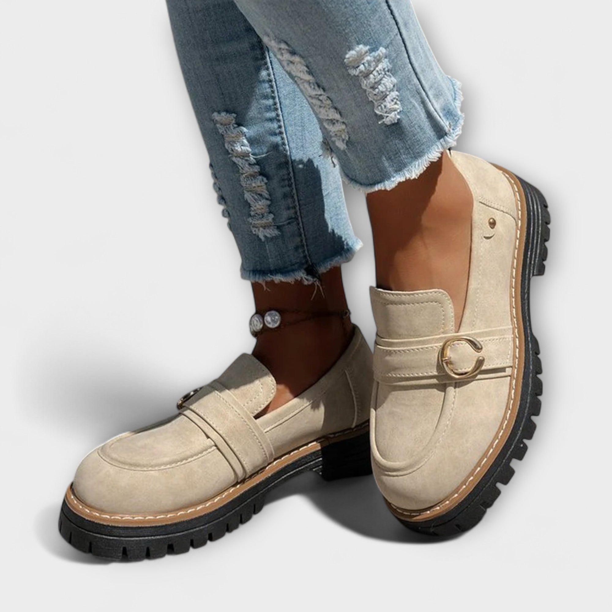 Lora™ | Casual Mocassins met Ronde Neus