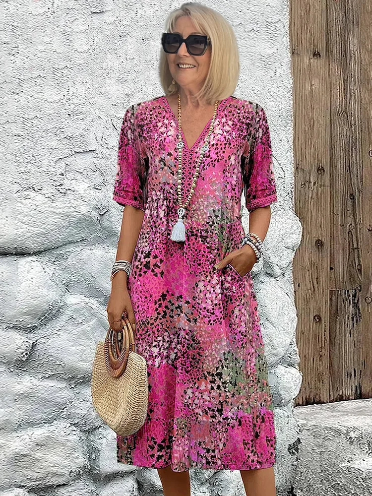 Avaline | Speelse Gedrukte Midi Dress