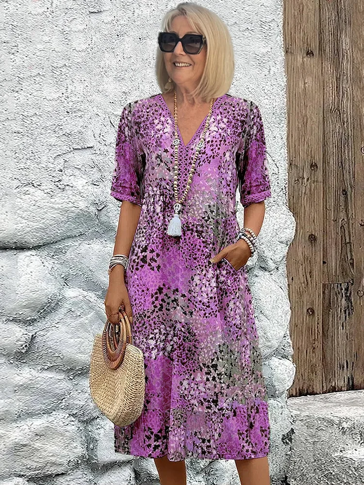 Avaline | Speelse Gedrukte Midi Dress