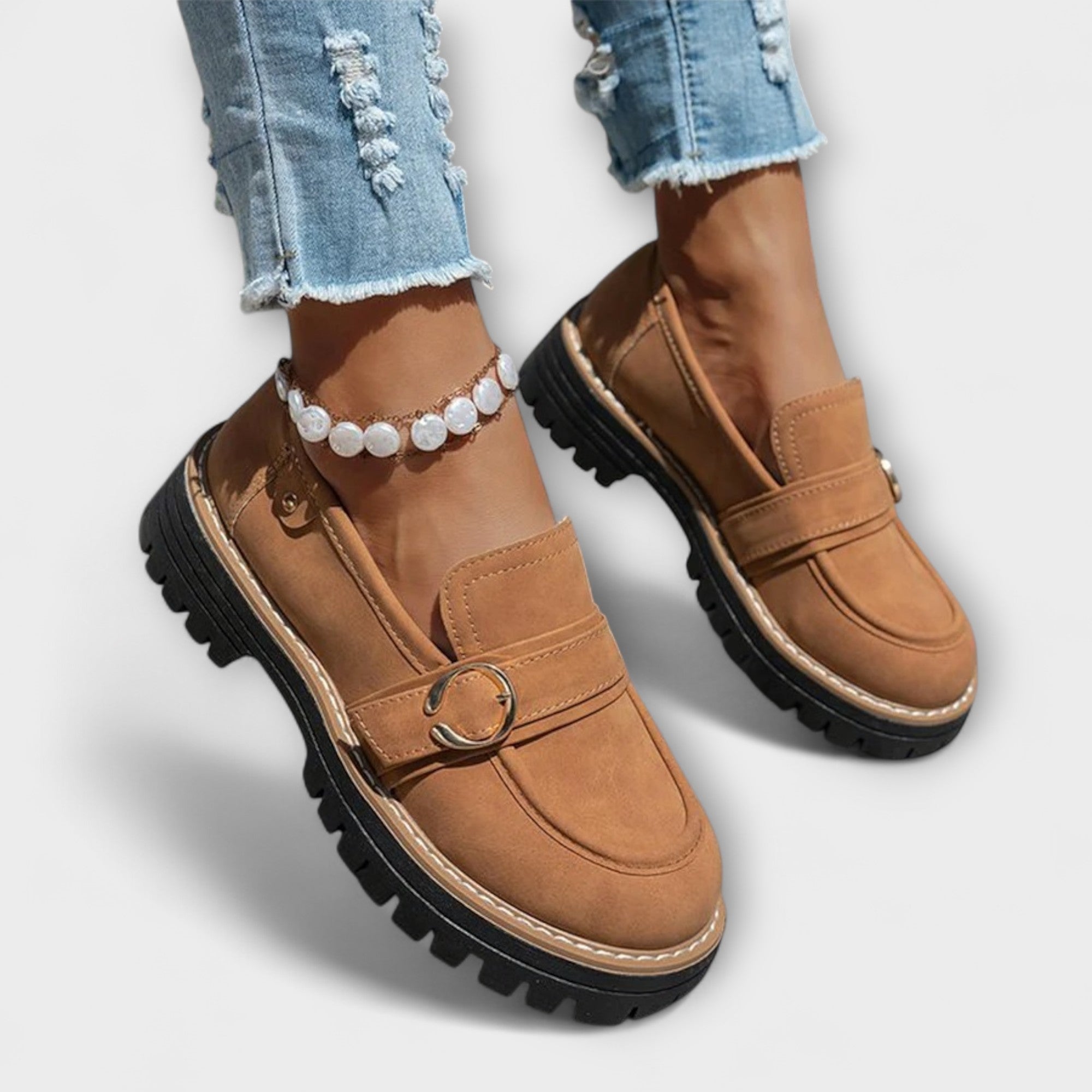 Lora™ | Casual Mocassins met Ronde Neus