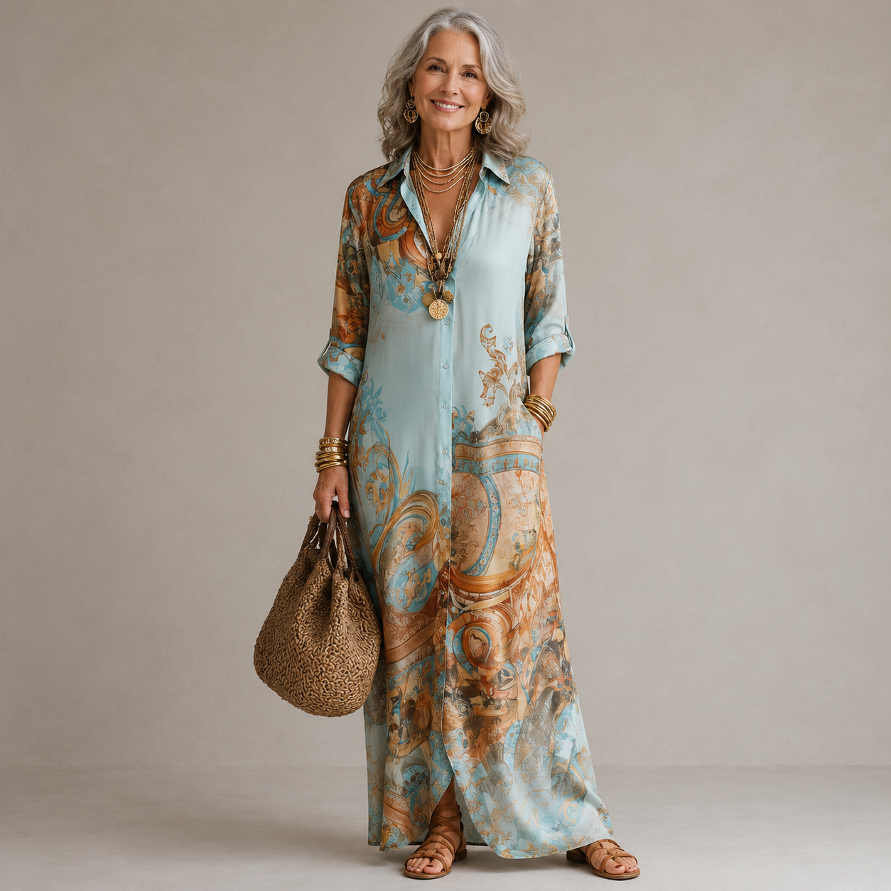 Evalexy | Luxe maxi-jurk met print