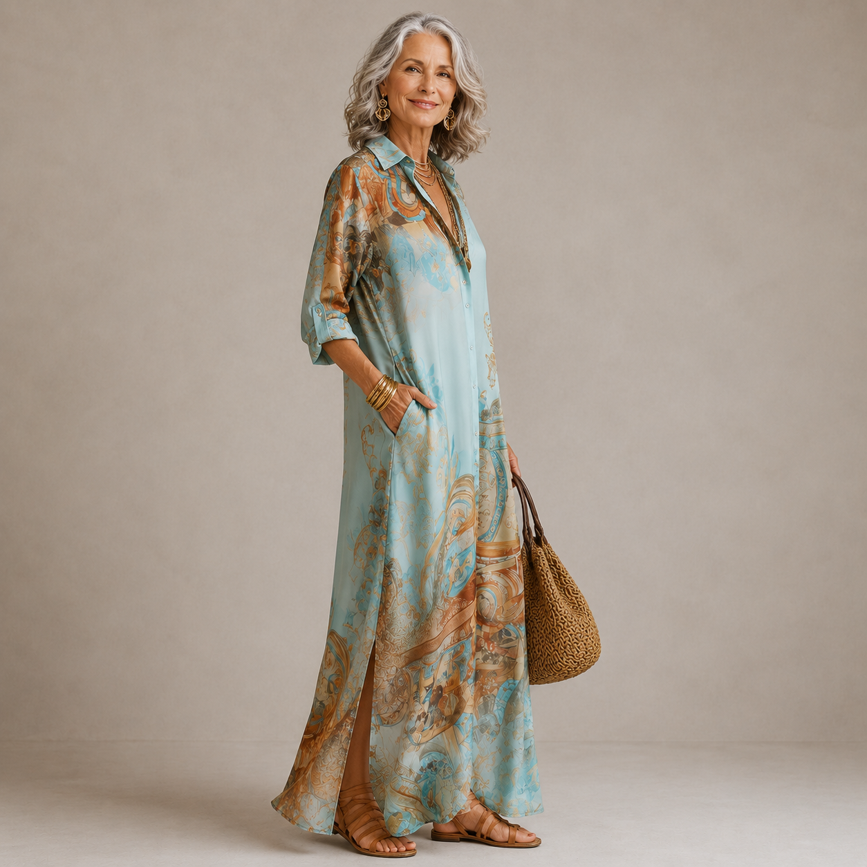 Evalexy | Luxe maxi-jurk met print