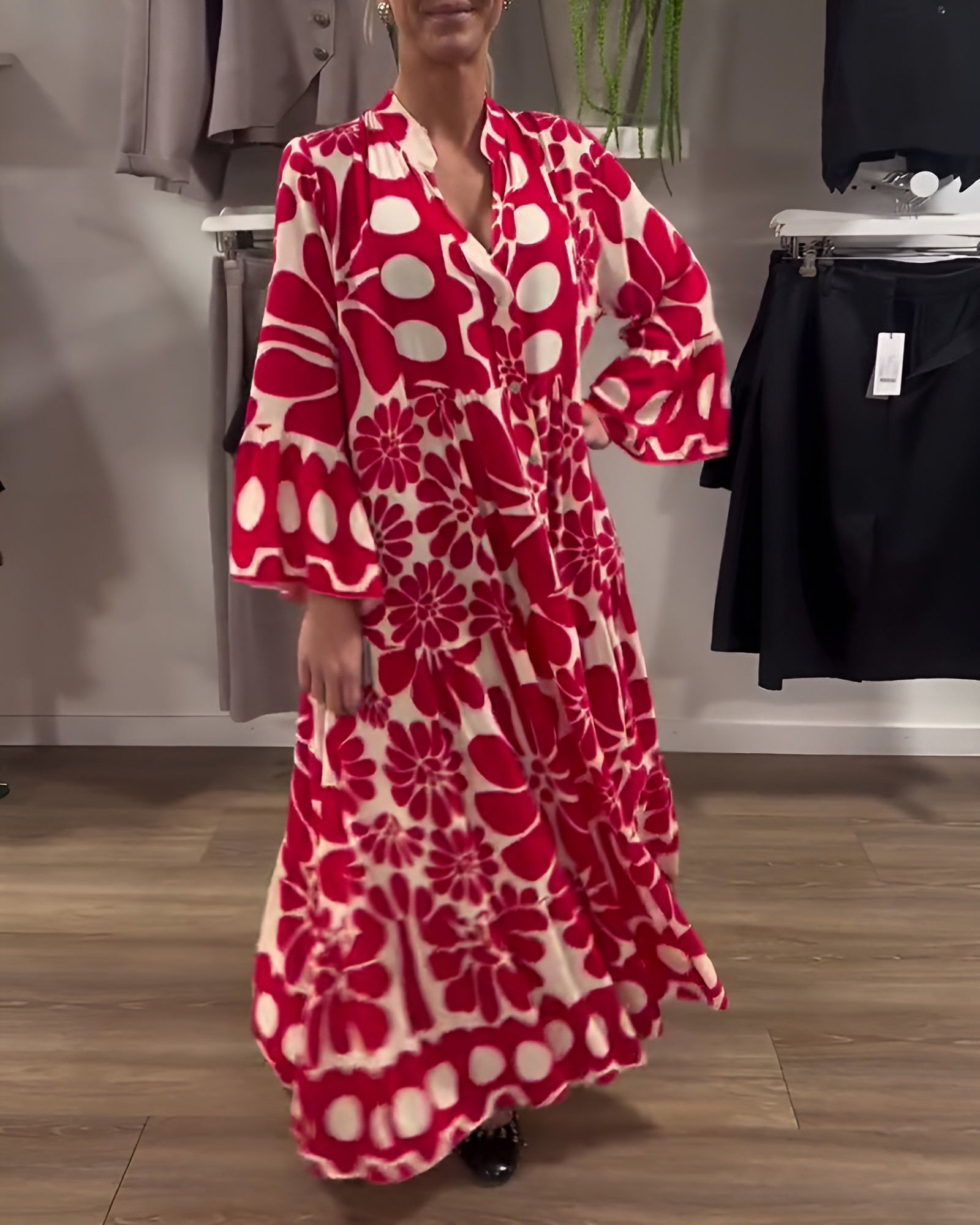 MARIELLE | ELEGANTE MAXI JURK MET PATROON