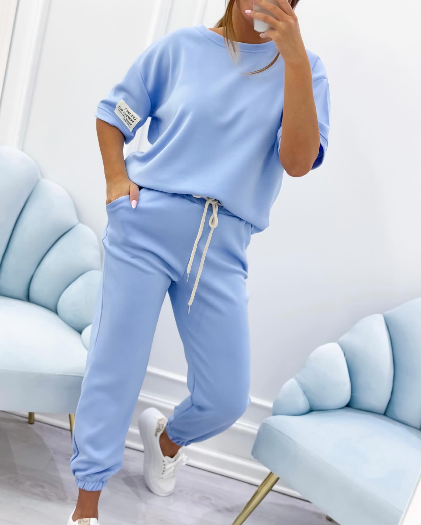 ⏳ Tijdelijke aanbieding! ⏰ Dames casual set met een effen top en broek