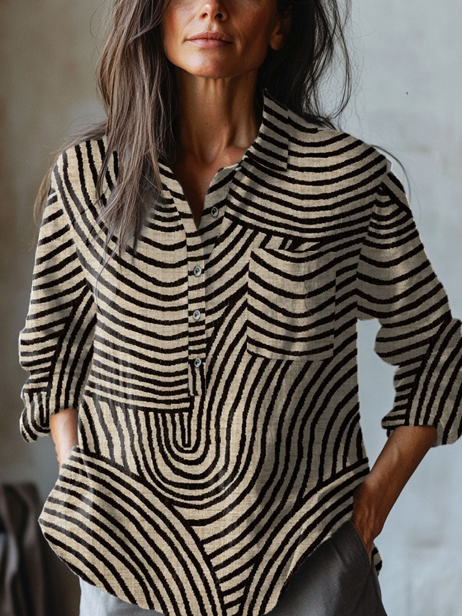 Adelina – Linnen blouse met print