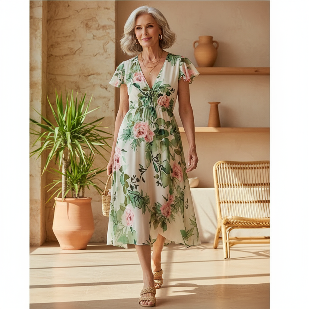 Carys | Bloemige Bries Midi-jurk