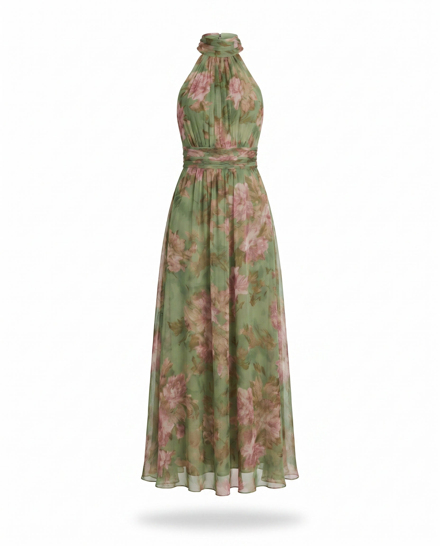 Groene jurk met bloemenprint