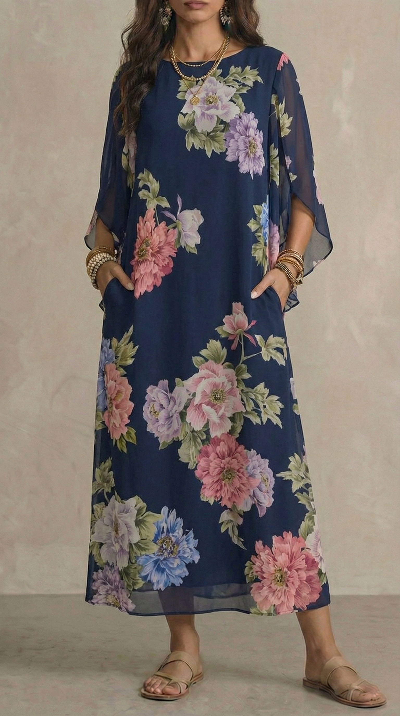 Maxi Jurk in Chiffon met Bloemenprint