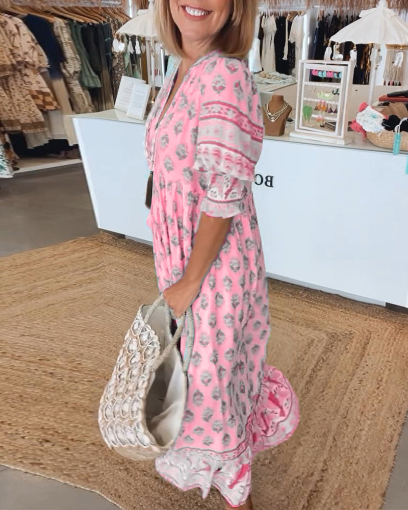 Claudia | Ontspannen Bohemian Midi-jurk
