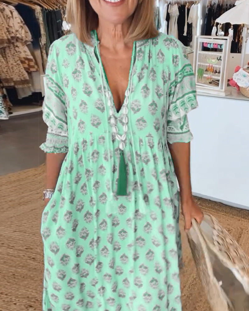 Claudia | Ontspannen Bohemian Midi-jurk