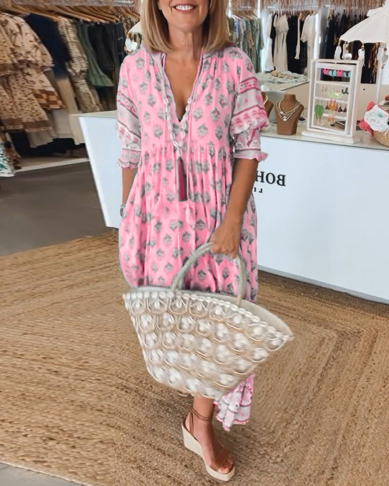 Claudia | Ontspannen Bohemian Midi-jurk