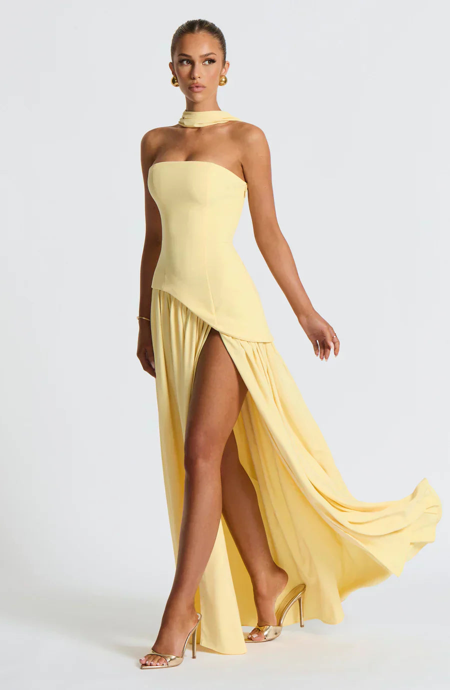 ADRIANA | LANG ASYMMETRISCH JURK MET OPENING