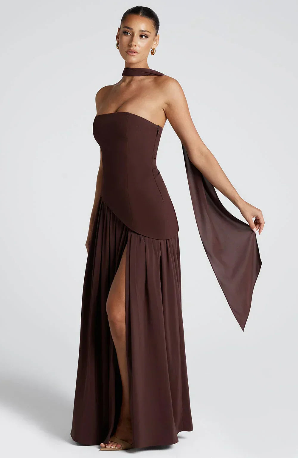 ADRIANA | LANG ASYMMETRISCH JURK MET OPENING