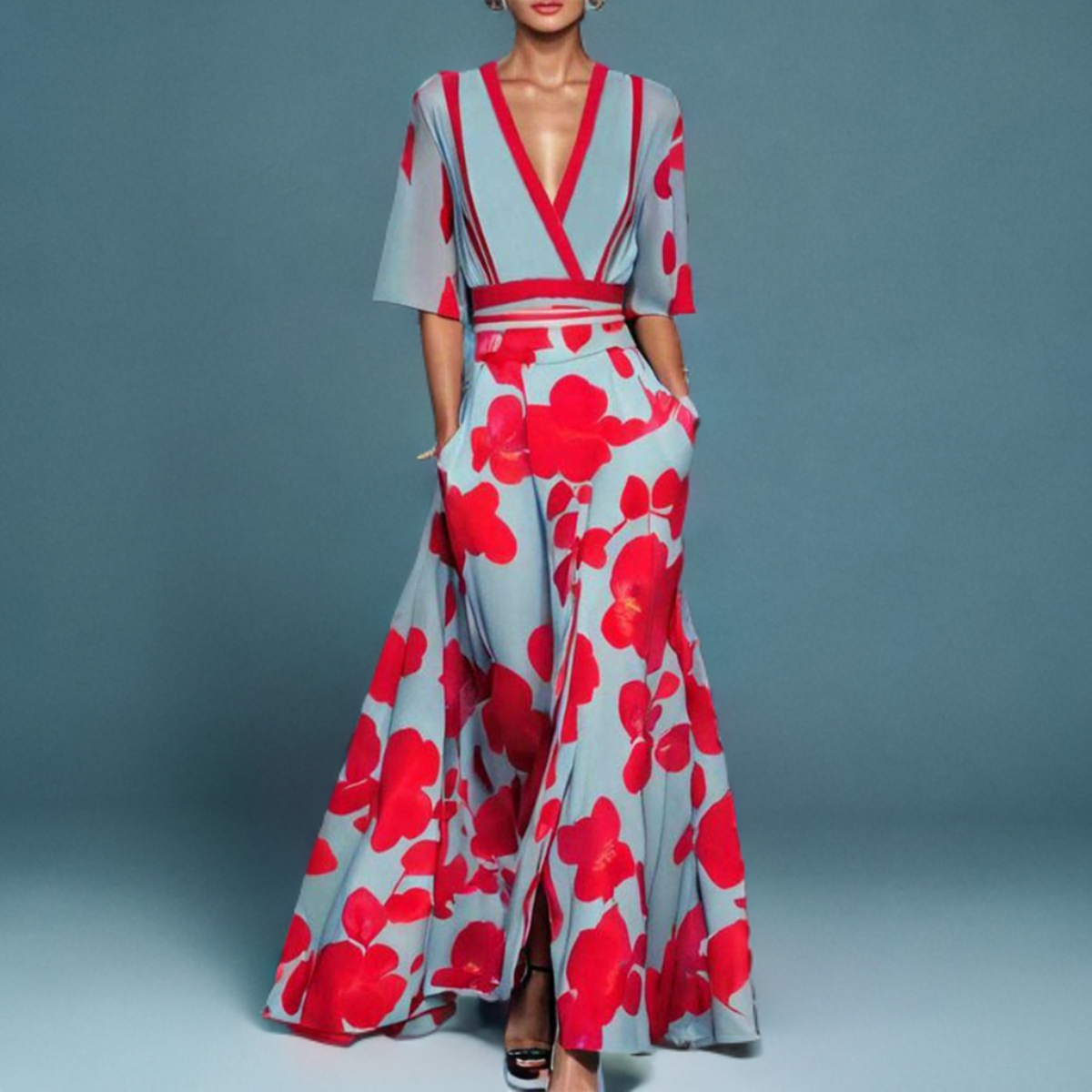 Mila™ | Soepele V-hals Maxi-jurk